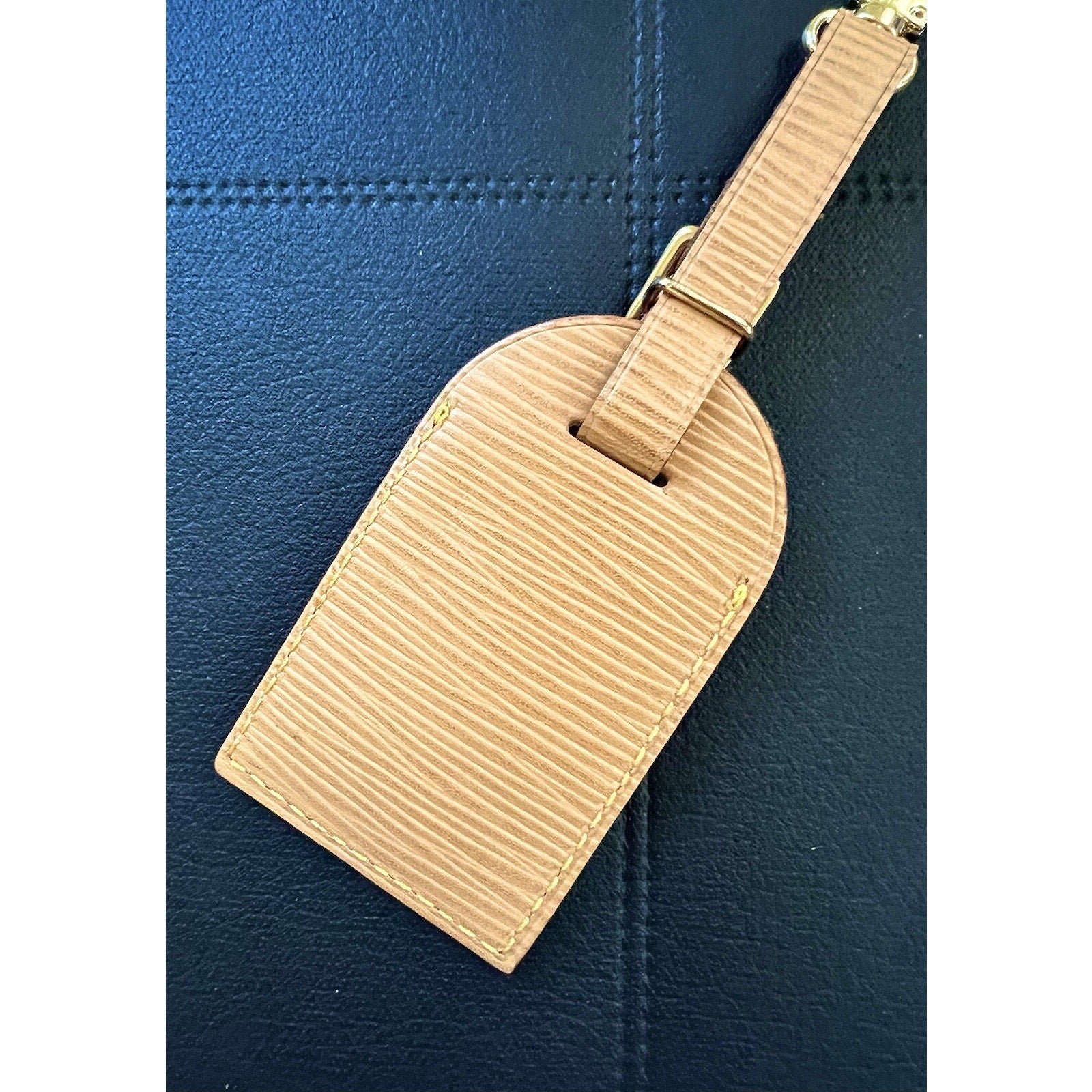 Louis Vuitton Epi Beige Tan Name Tag w/ Poignet Strap 1 Set