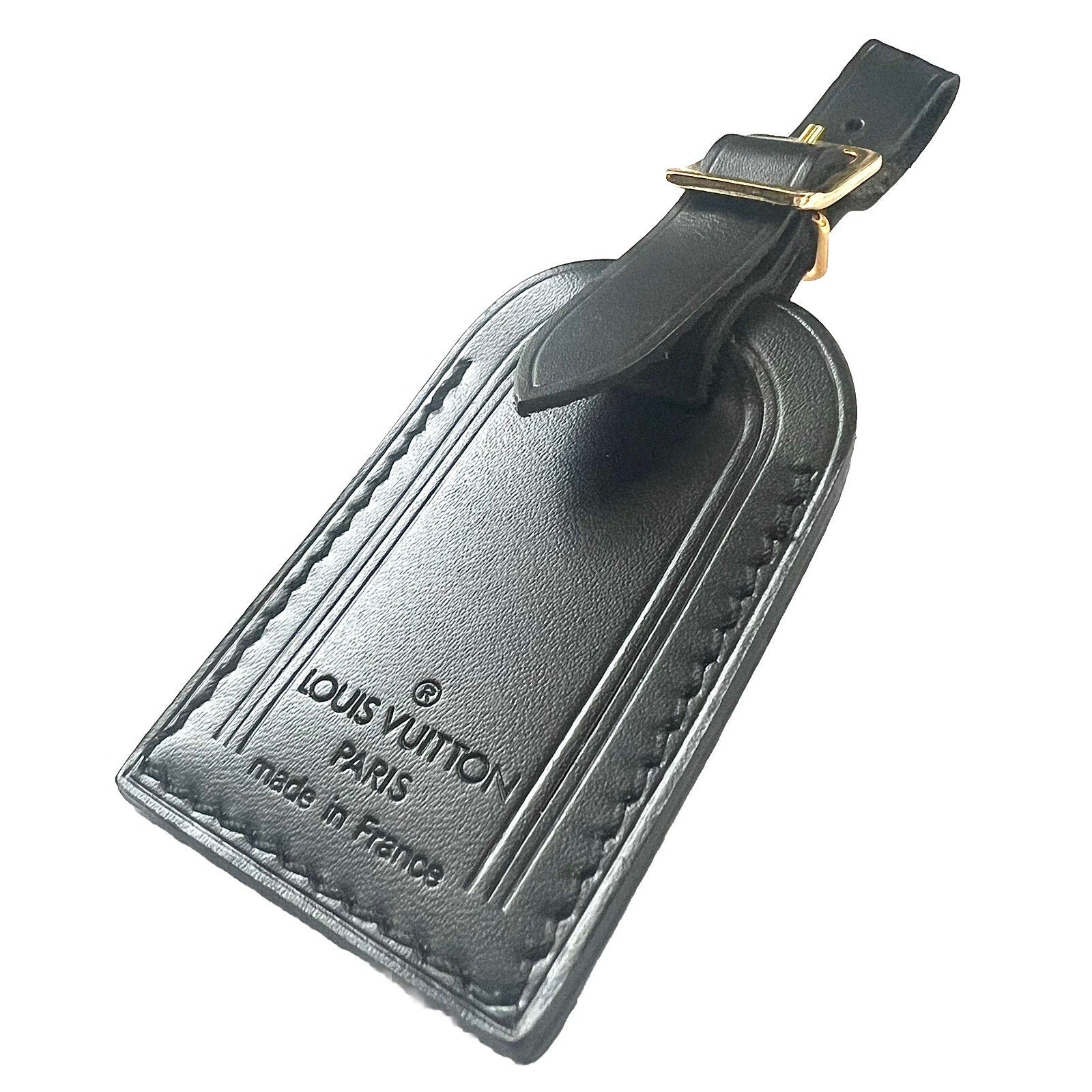 Louis Vuitton Black Name Tag Goldtone Buckle Small Leather