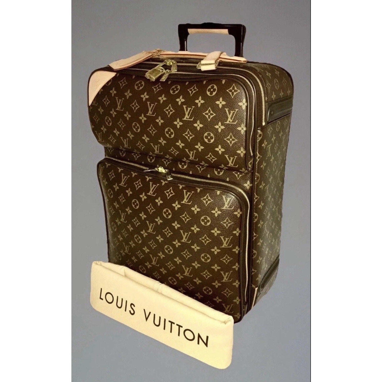 Louis Vuitton Pegase Business Suitcase Bag Monogram w/ Cover COA Upright