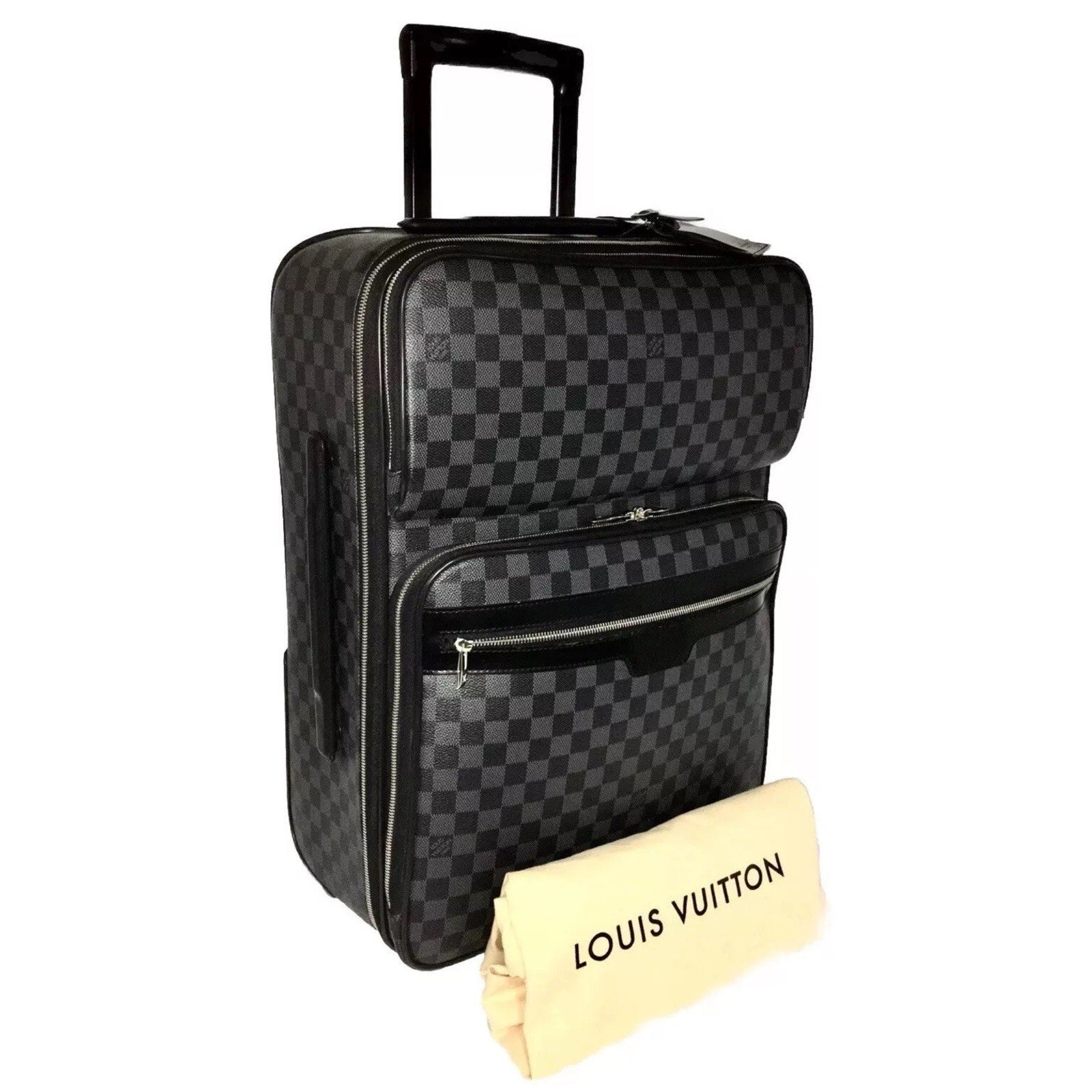 Louis Vuitton Business Pegase 21” Suitcase Bag Silvertone w/ Garment Bag