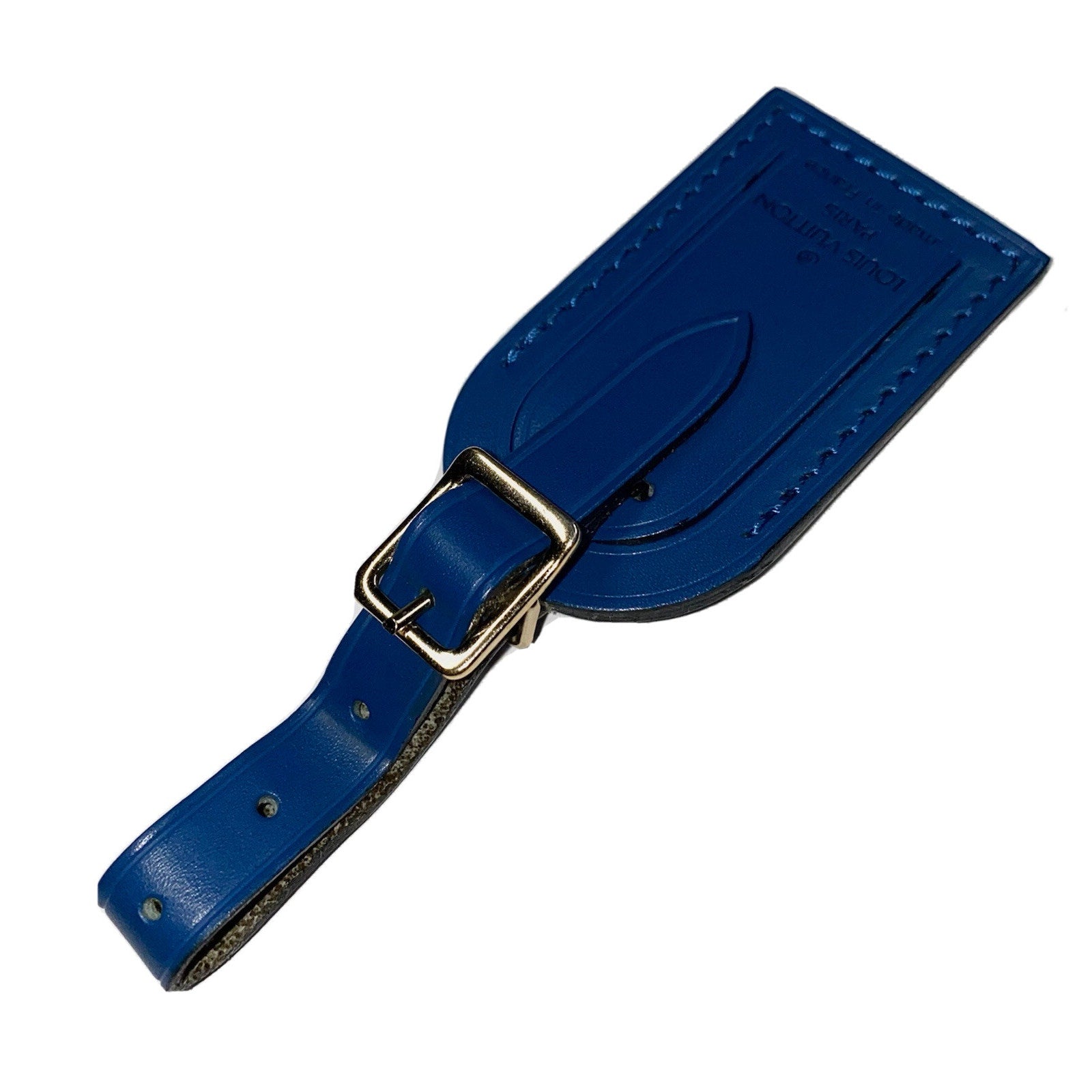 Louis Vuitton Paris Blue Name Tag Small Toledo Leather Goldtone - France