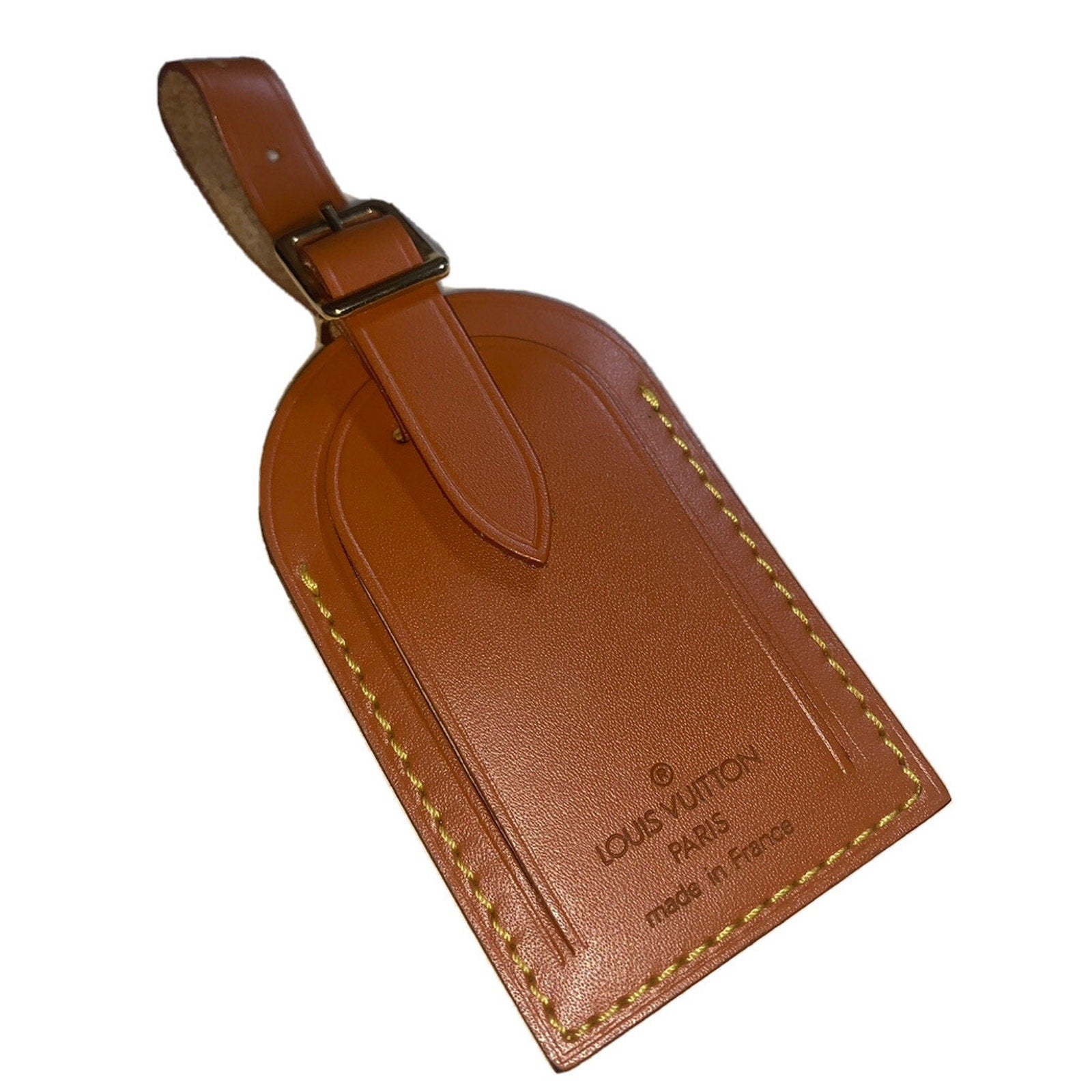 Louis Vuitton Luggage Name Tag Cognac Leather Mandarin Large UEC Goldtone Buckle