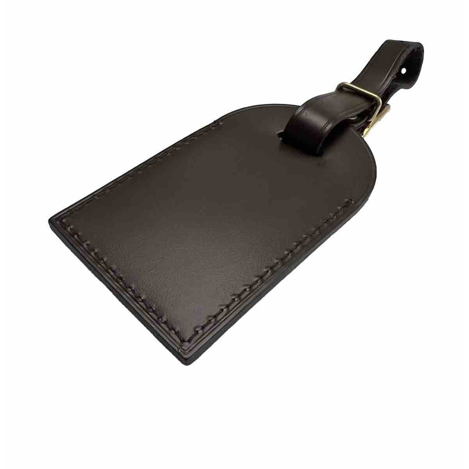 Louis Vuitton Bag Tag w/ HY Initials Damier Ebene Goldtone Dark Brown