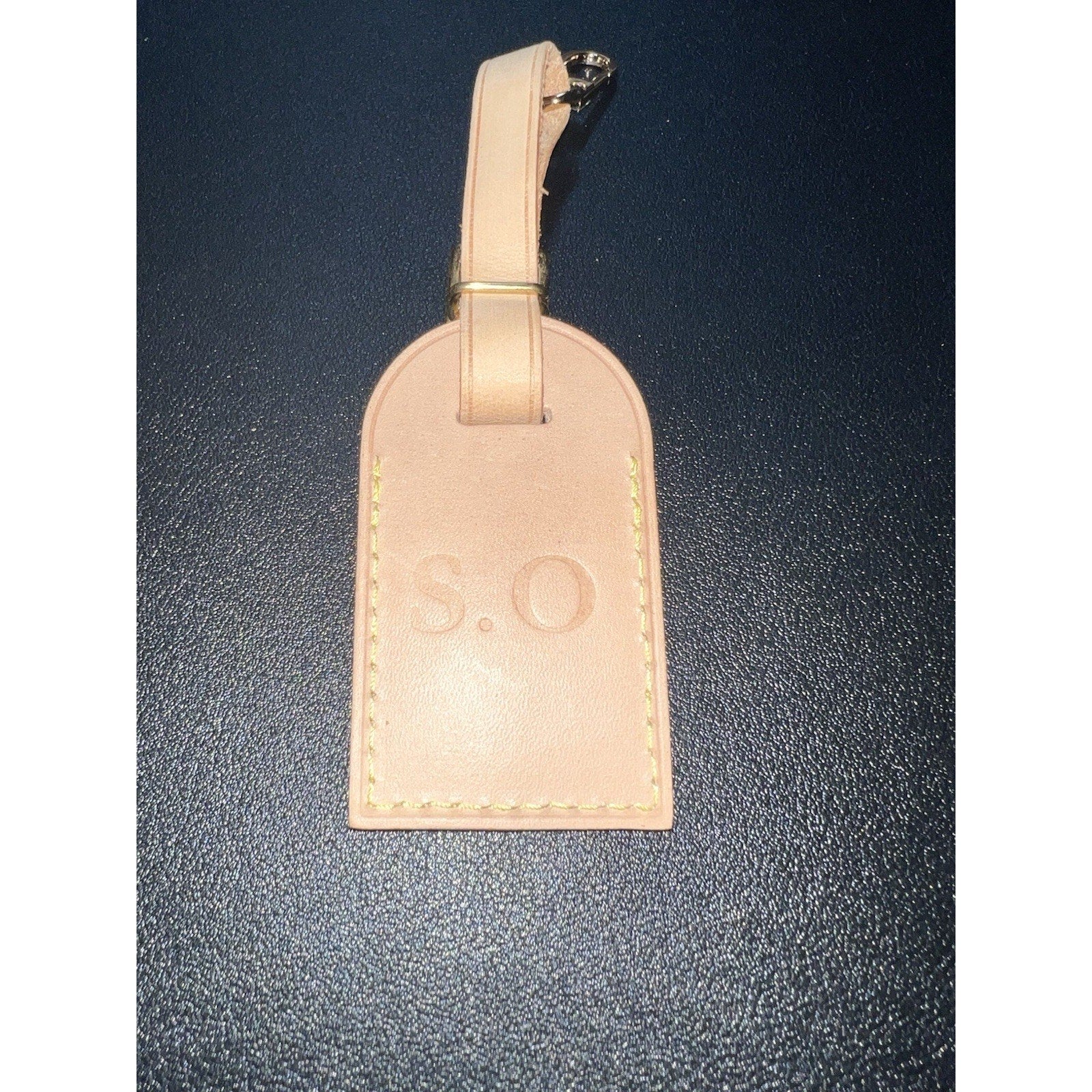 Louis Vuitton Paris Name Tag w/ SO Embossed Light Vachetta Beige Natural Small