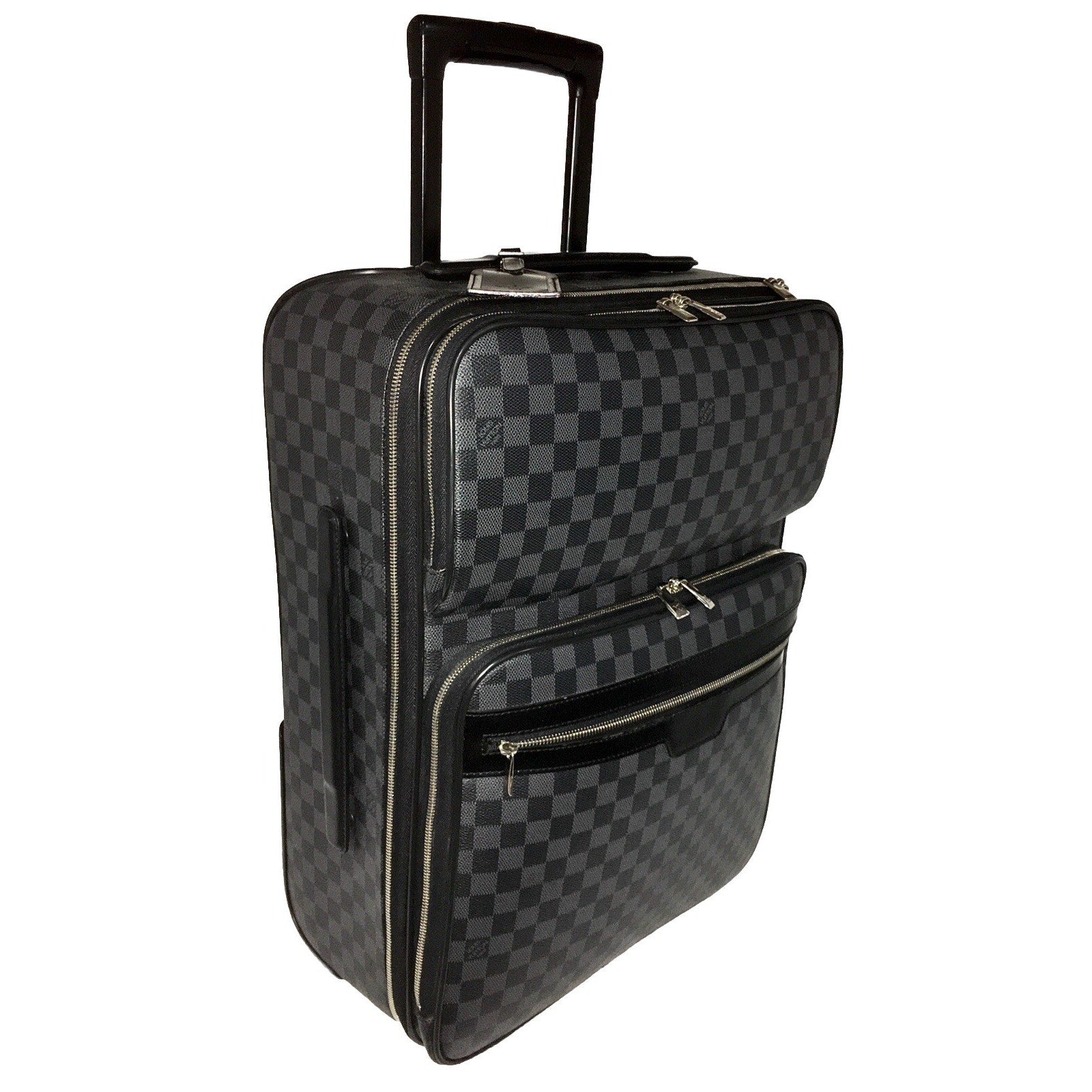 Louis Vuitton Pegase 55 Suitcase Graphite Bag Silver tone w/ Garment Bag