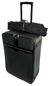 Louis Vuitton Pegase 65 Graphite Suitcase Unisex Luggage Bag Silvertone COA