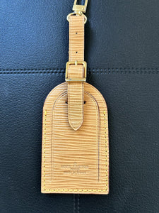 Louis Vuitton Luggage Name Tag Epi Beige Leather Large Pristine