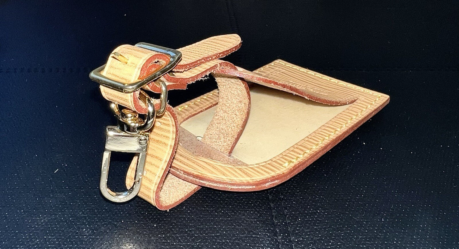 Louis Vuitton Luggage Name Tag Epi Beige Leather Large Pristine