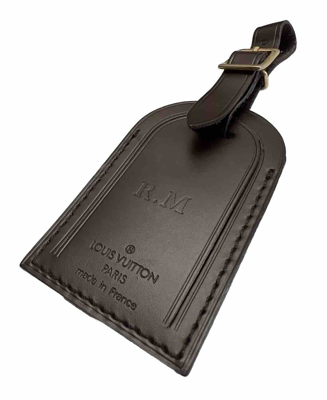 Louis Vuitton Luggage Tag w/ RM Initials Damier Ebene -II Goldtone UEC