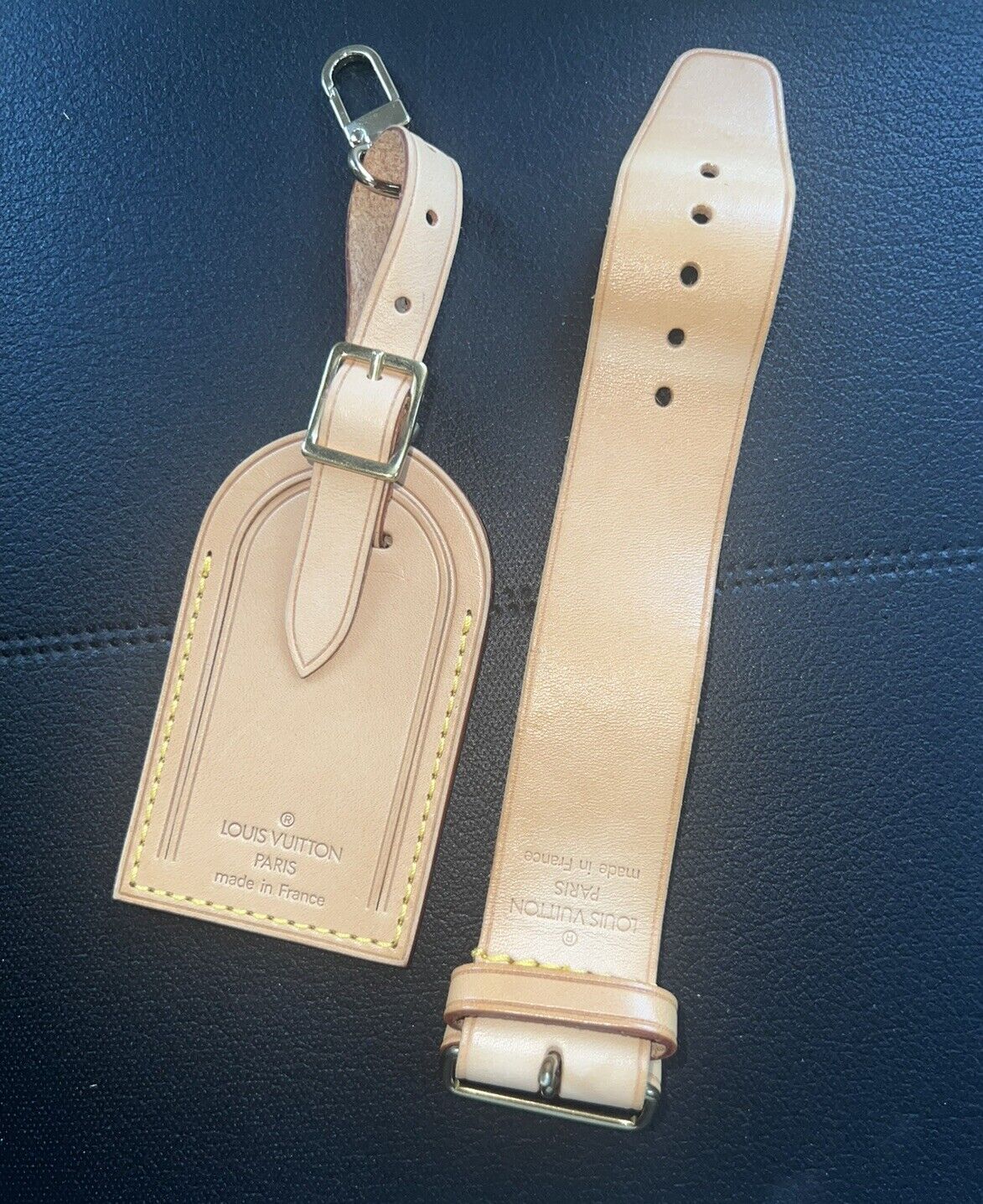 Louis Vuitton Name Tag Natural Vachetta Large w/ Poignet Strap - 1 Set 007