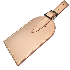 Louis Vuitton Name Tag w/ FK Stamped Initials Goldtone - Natural Vachetta Large