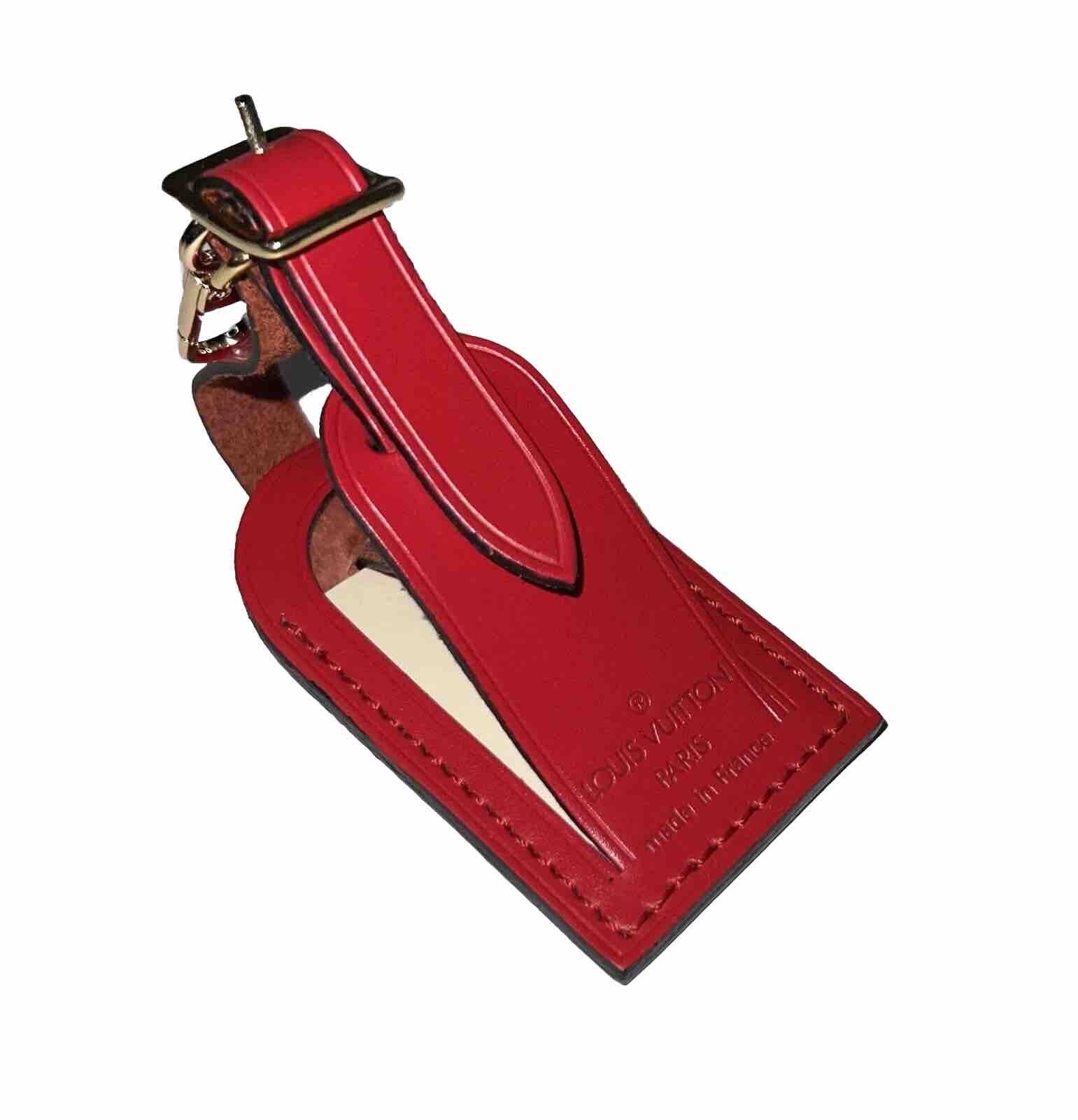 Louis Vuitton Red Leather Name Tag Calfskin Goldtone Metal Small ❤️ - 1 Pc