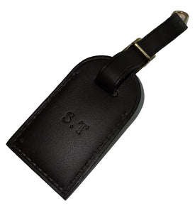 Louis Vuitton ID Name Tag ST Initials Dark Brown Leather TS Goldtone Small