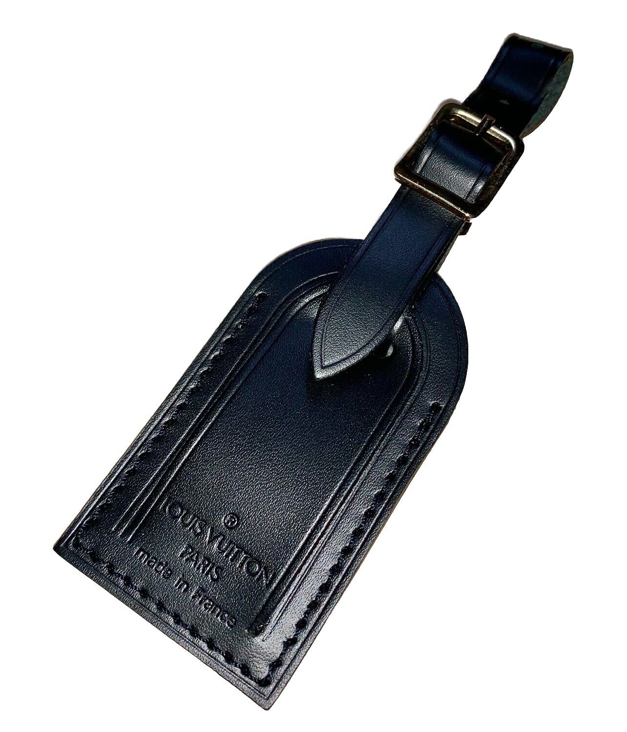 Louis Vuitton Name Tag Black Calfskin Leather Small Gold tone - 1 pc UEC