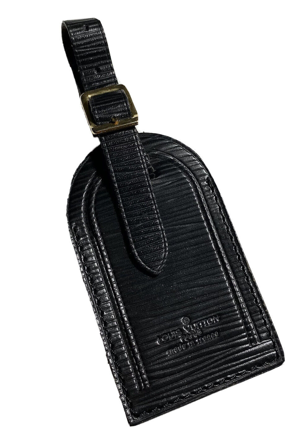 Louis Vuitton Epi Black Leather Name Tag Fits Epi Keepall Bag