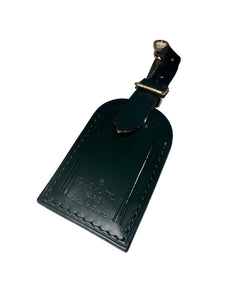 Rare Louis Vuitton Winter Green Leather Name Tag Small Calfskin Goldtone 1