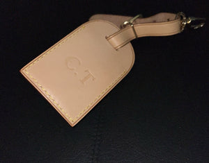 Louis Vuitton ID Name Tag CT Initials Goldtone - Natural Vachetta