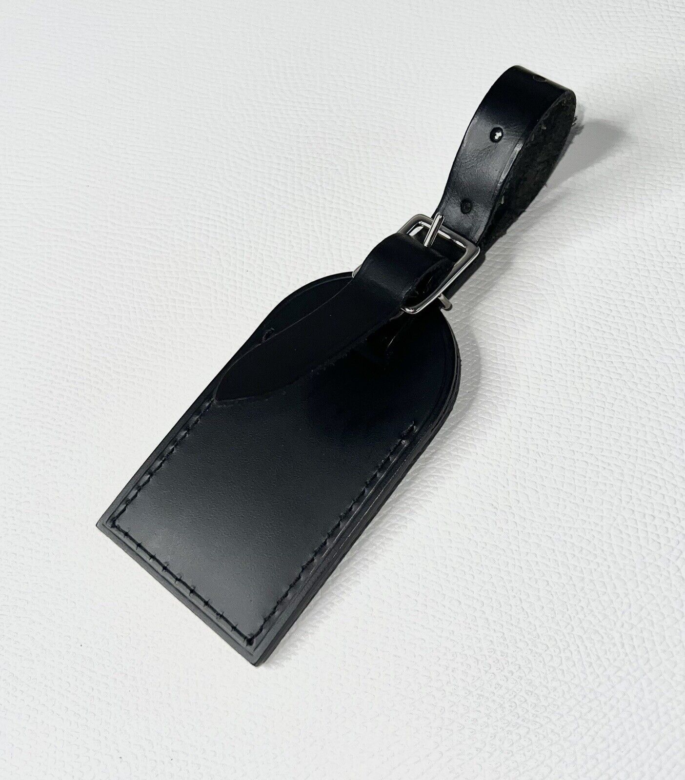 Louis Vuitton Leather Name Tag w/ IS Initials Black Small - Silvertone UEC