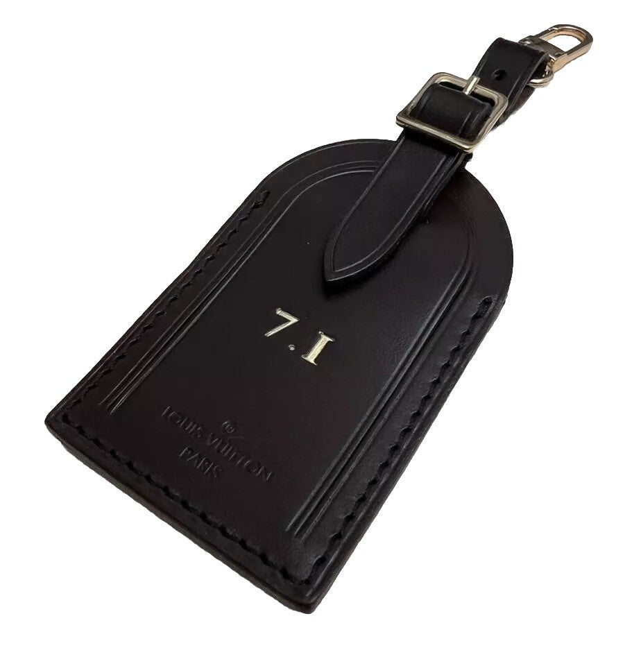 Rare Louis Vuitton # 71 Name Tag Damier Ebene Goldtone UEC