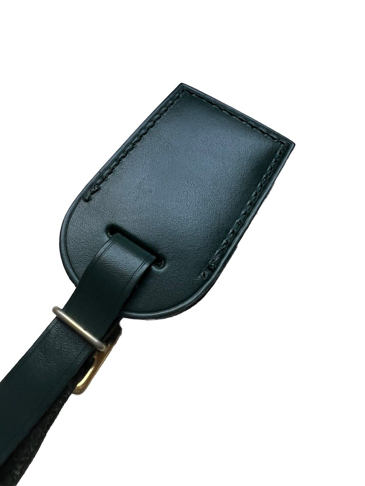 Rare Louis Vuitton Winter Green Leather Name Tag Small Calfskin Goldtone 1