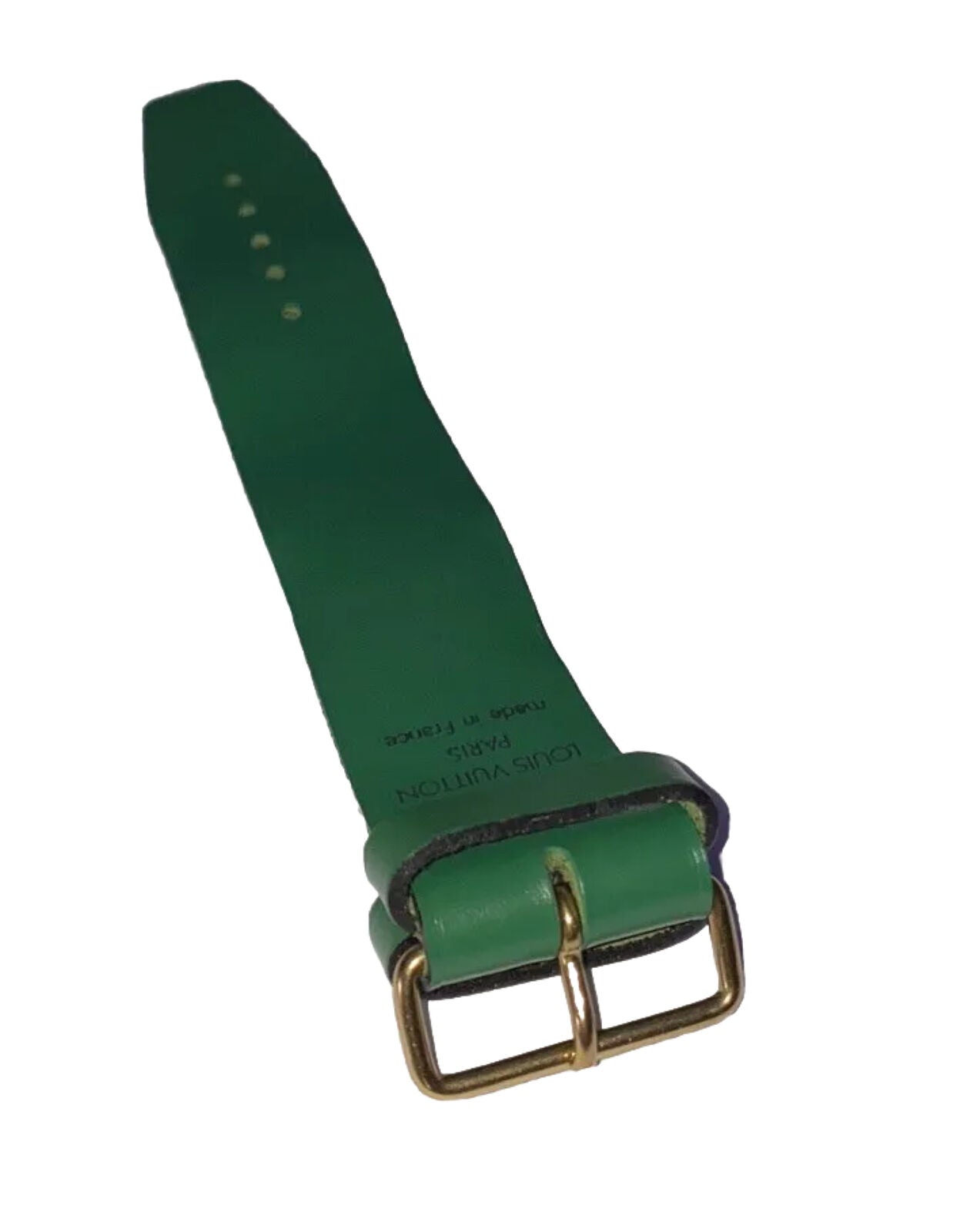 Louis Vuitton Green Leather Strap Poignet Calfskin Goldtone Brass