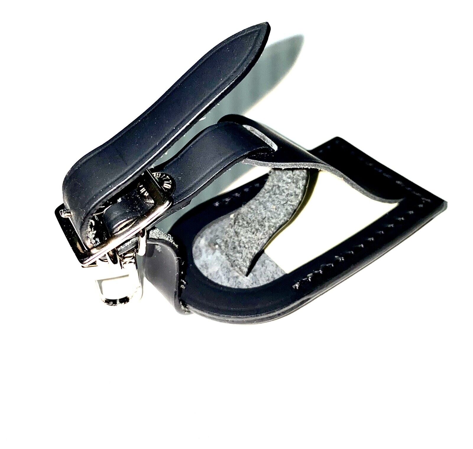 Louis Vuitton Name Tag w/ FA Stamped Black Leather Small Goldtone - France