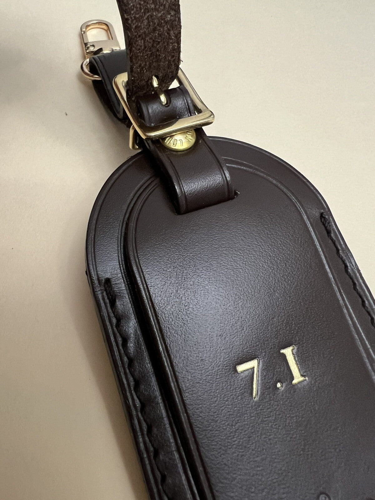 Rare Louis Vuitton # 71 Name Tag Damier Ebene Goldtone UEC