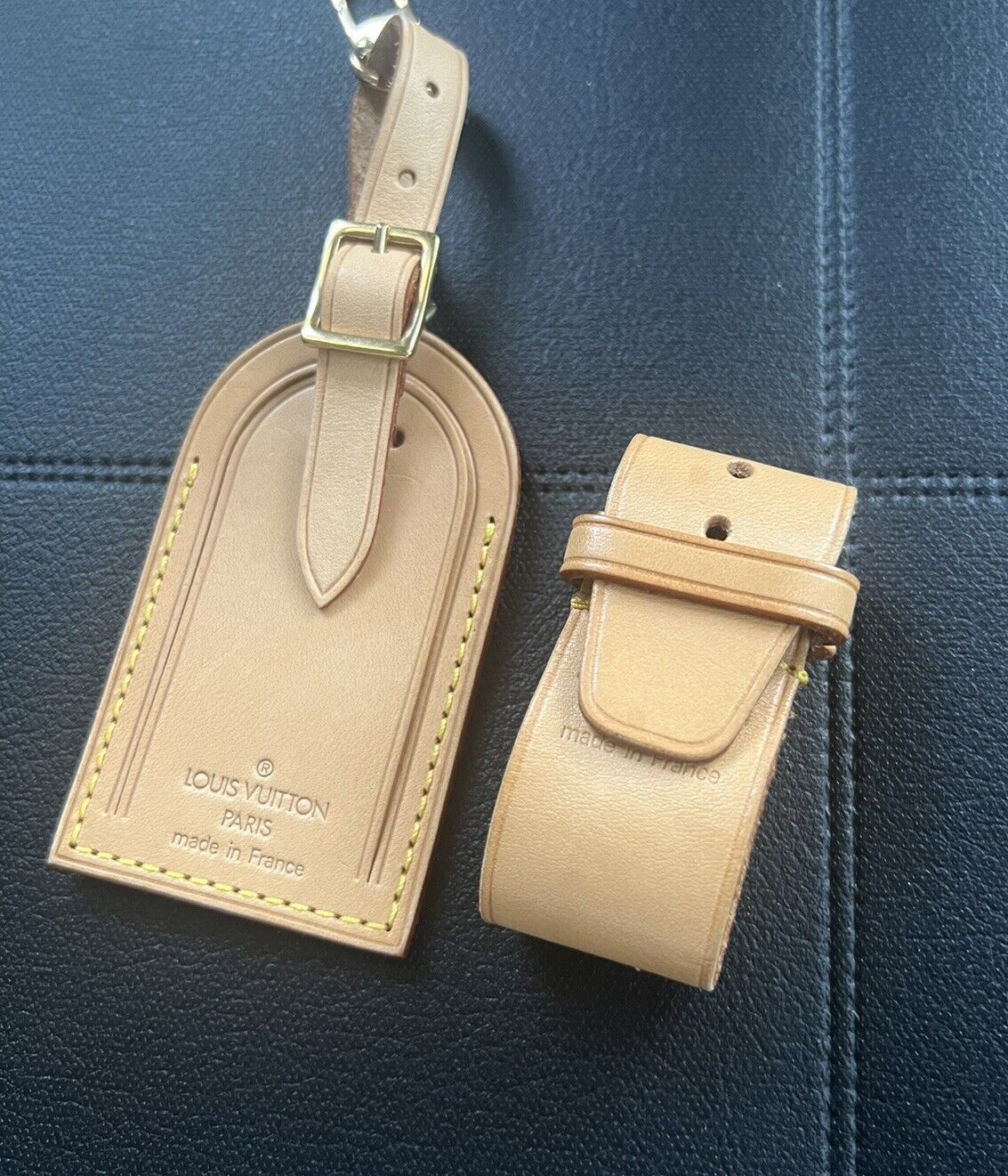 Louis Vuitton Name Tag Natural Vachetta Large w/ Poignet Strap - 1 Set 007