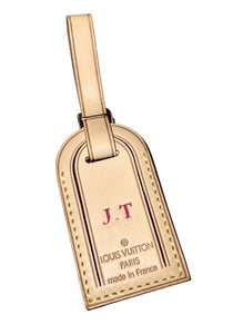Louis Vuitton Name Tag w/ JT Initials Goldtone - Natural Vachetta Small