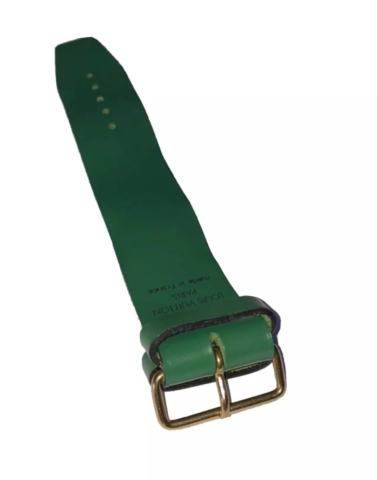 Louis Vuitton Green Strap Poignet Leather Goldtone Buckle France