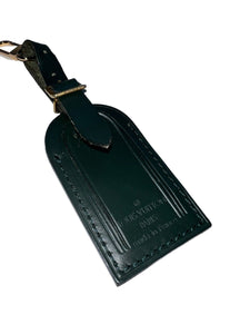 Rare Louis Vuitton Winter Green Leather Name Tag Small Calfskin Goldtone 1
