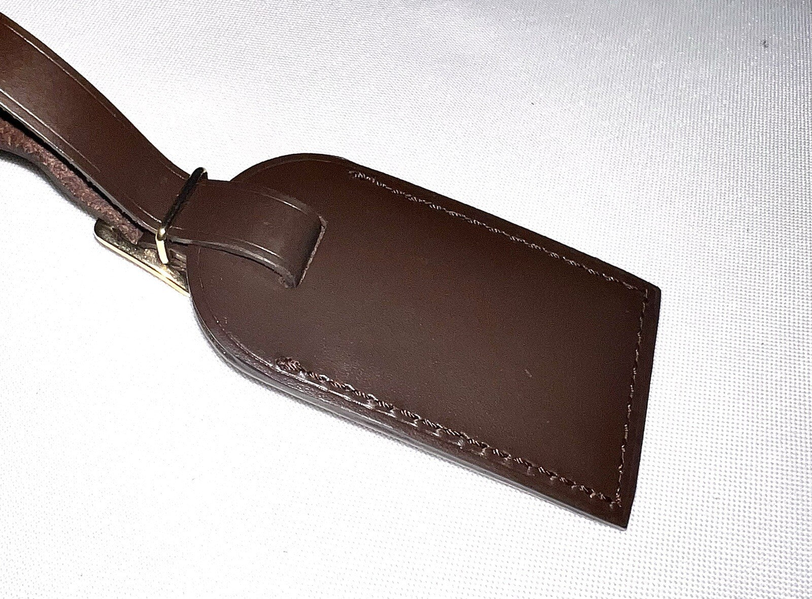 Louis Vuitton Damier Ebene Leather Tag  Small Brown Bag Charm Name Tag France