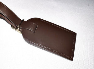 Louis Vuitton Damier Ebene Leather Tag  Small Brown Bag Charm Name Tag France