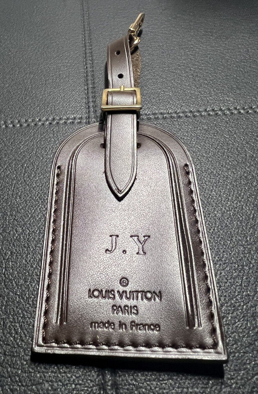 Louis Vuitton ID Name Tag w/ JY Stamped J Y Large Damier Ebene Goldtone - France