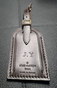 Louis Vuitton ID Name Tag w/ JY Stamped J Y Large Damier Ebene Goldtone - France