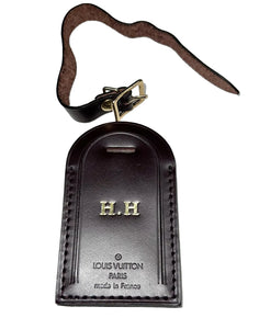 Louis Vuitton Name Tag w/ HH Goldtone Stamped Damier Ebene
