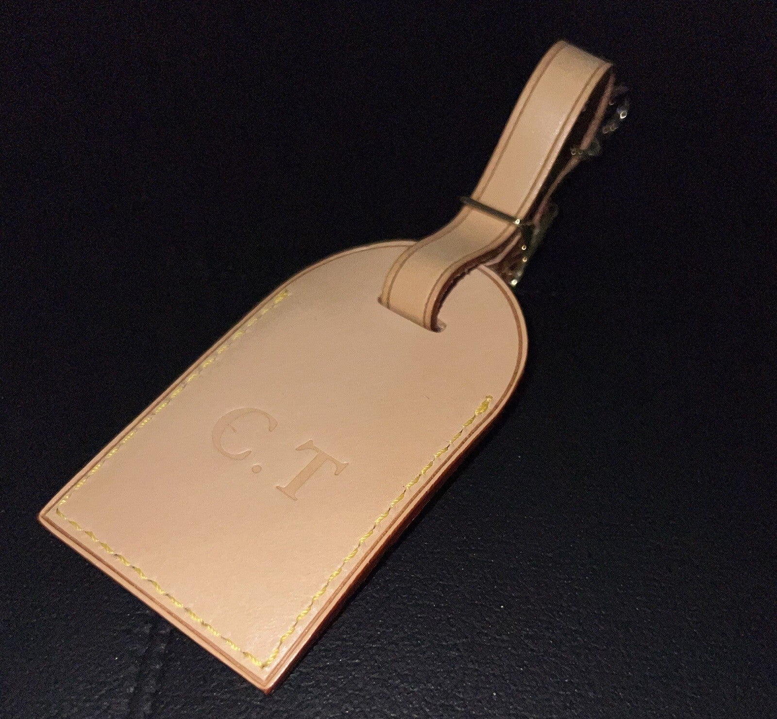 Louis Vuitton ID Name Tag CT Initials Goldtone - Natural Vachetta