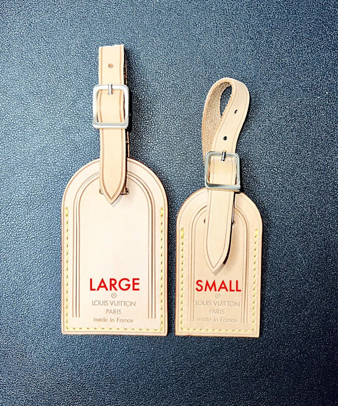 Louis Vuitton Name Tag w/ RS Initials Goldtone - Natural Vachetta Small Mini