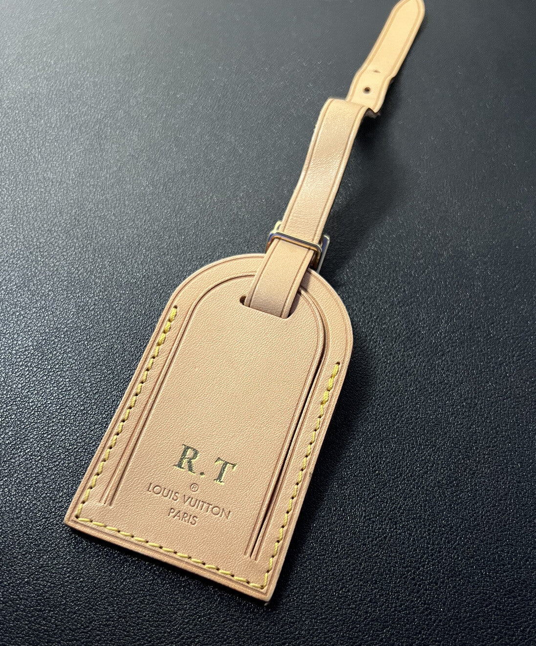 Louis Vuitton Paris ID Name Tag w/ R T Golden Stamp- Natural Vachetta TR Large