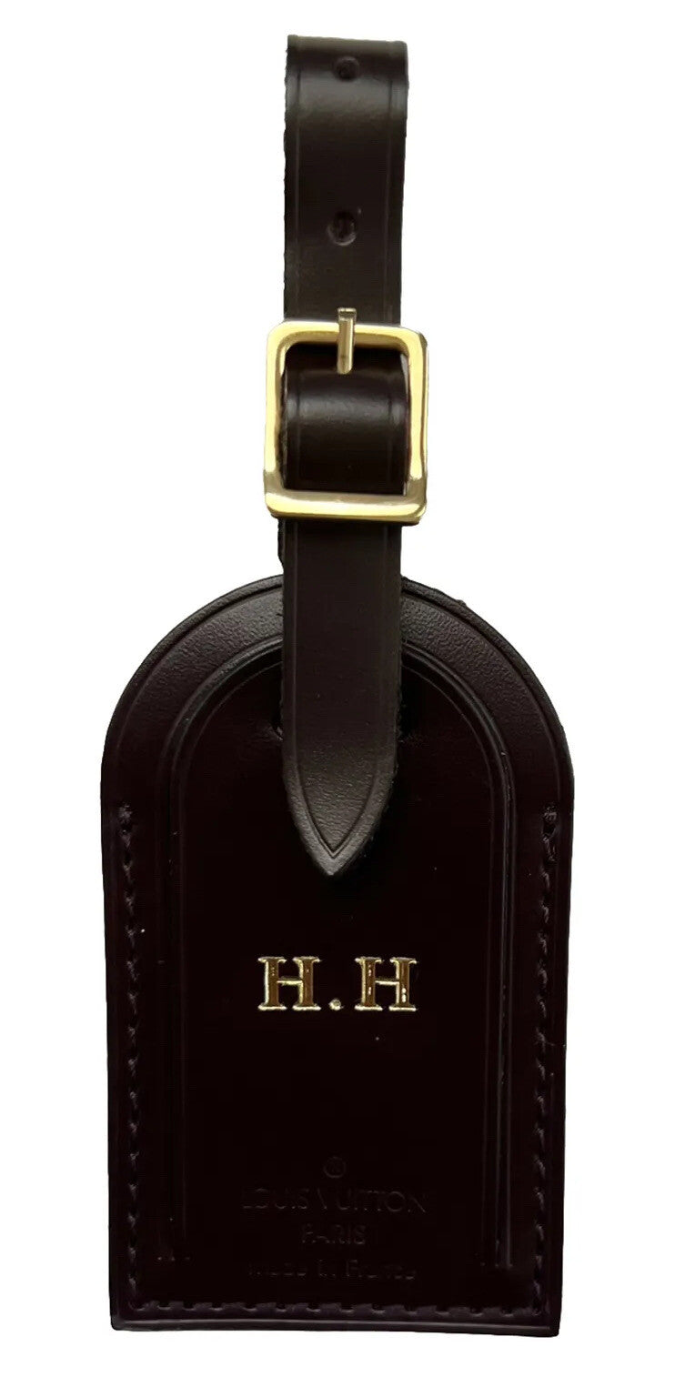 Louis Vuitton Name Tag w/ HH Goldtone Stamped Damier Ebene