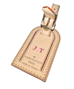 Louis Vuitton Name Tag w/ JT Initials Goldtone - Natural Vachetta Small