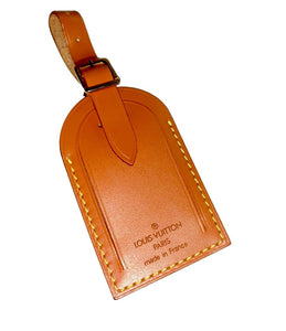 Rare Louis Vuitton Cognac Calfskin Leather Tag w/ Strap 1 Set- France