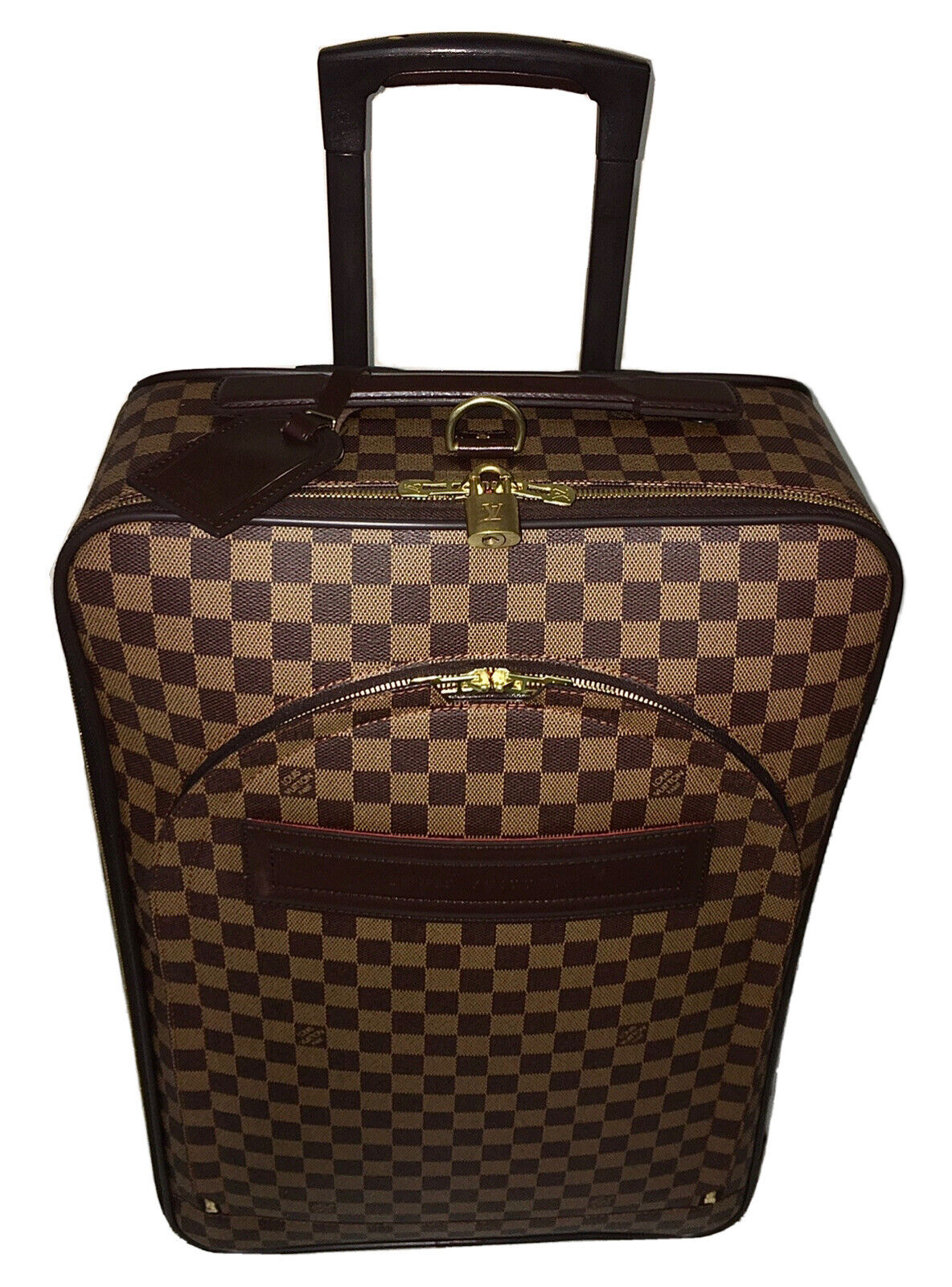 Louis Vuitton Pegase 55 Damier Ebene Rolling Suitcase Bag w/ Lock Name tag COA