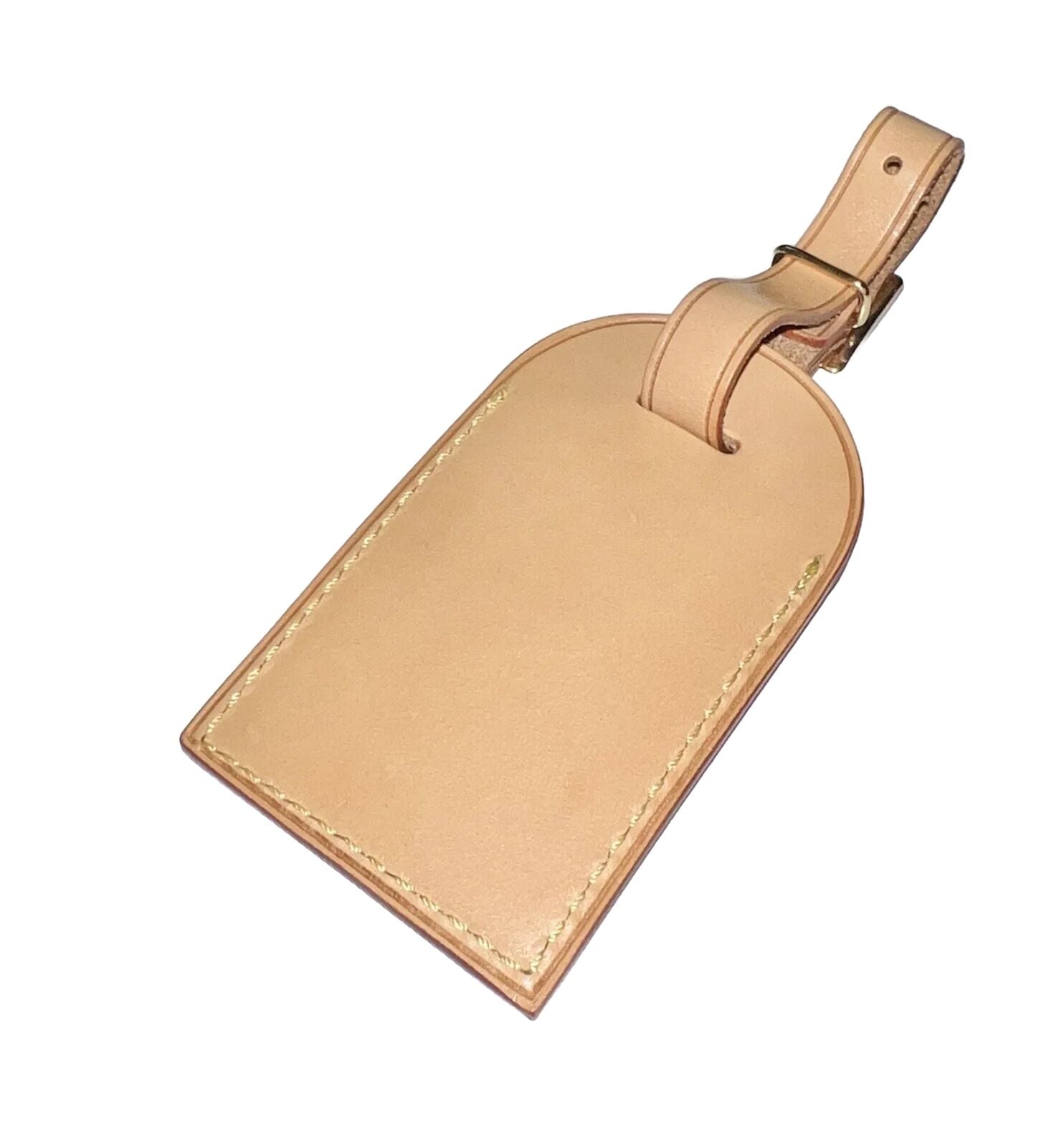 Louis Vuitton Name Tag w/ FK Initials Goldtone - Natural Vachetta Large