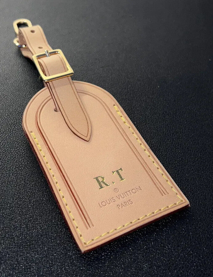 Louis Vuitton Paris ID Name Tag w/ R T Golden Stamp- Natural Vachetta TR Large