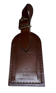 Louis Vuitton Name Tag w/ MK Initials Dmaier Calfskin Goldtone Small GC