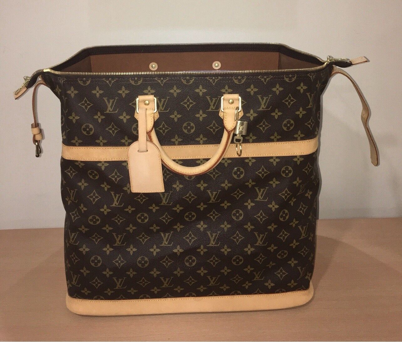 Louis Vuitton Cruiser Tote Monogram Bag w/Dust Cover Tag Lock Strap COA