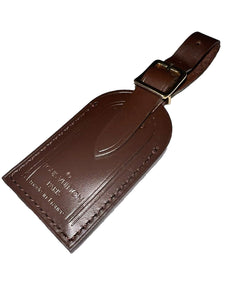 Louis Vuitton Damier Ebene Leather Tag  Small Brown Bag Charm Name Tag France