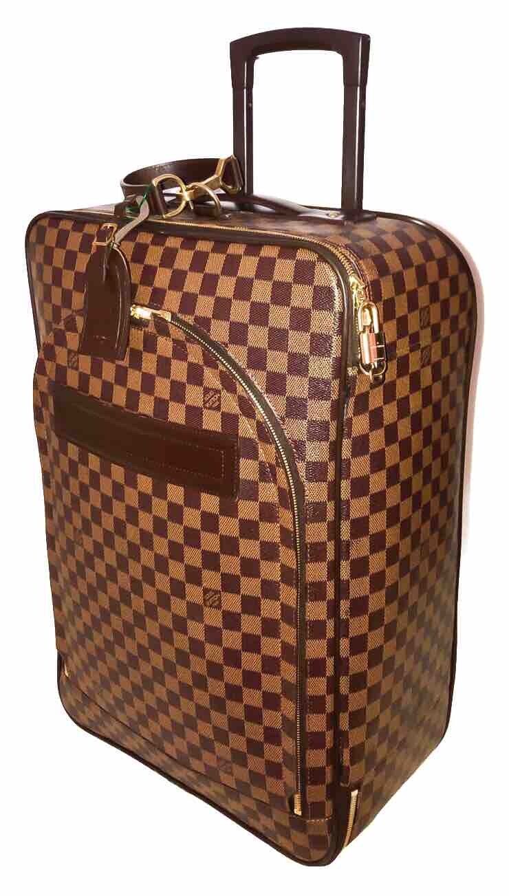 Louis Vuitton Pegase 55 Damier Ebene Rolling Suitcase Bag w/ Lock Name tag COA