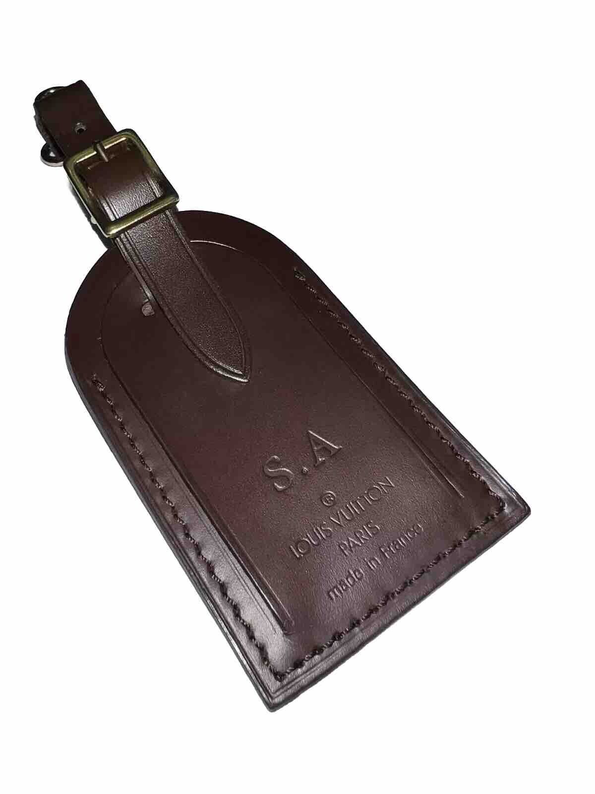 Louis Vuitton Name Tag w/ SA Stamped Damier Ebene Leather -